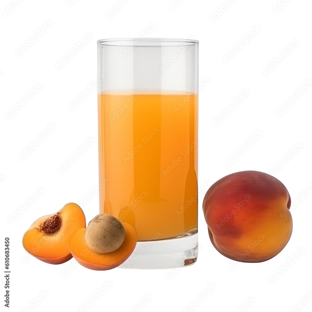 glass of juice and apricots isolated on transparent background cutout glass of juice and apricots isolated on transparent background cutout