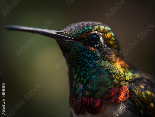 close up on a colourful cute hummingbird