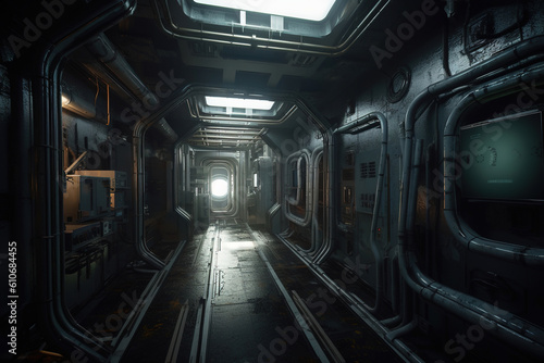 science fiction tunnel. Generative Ai