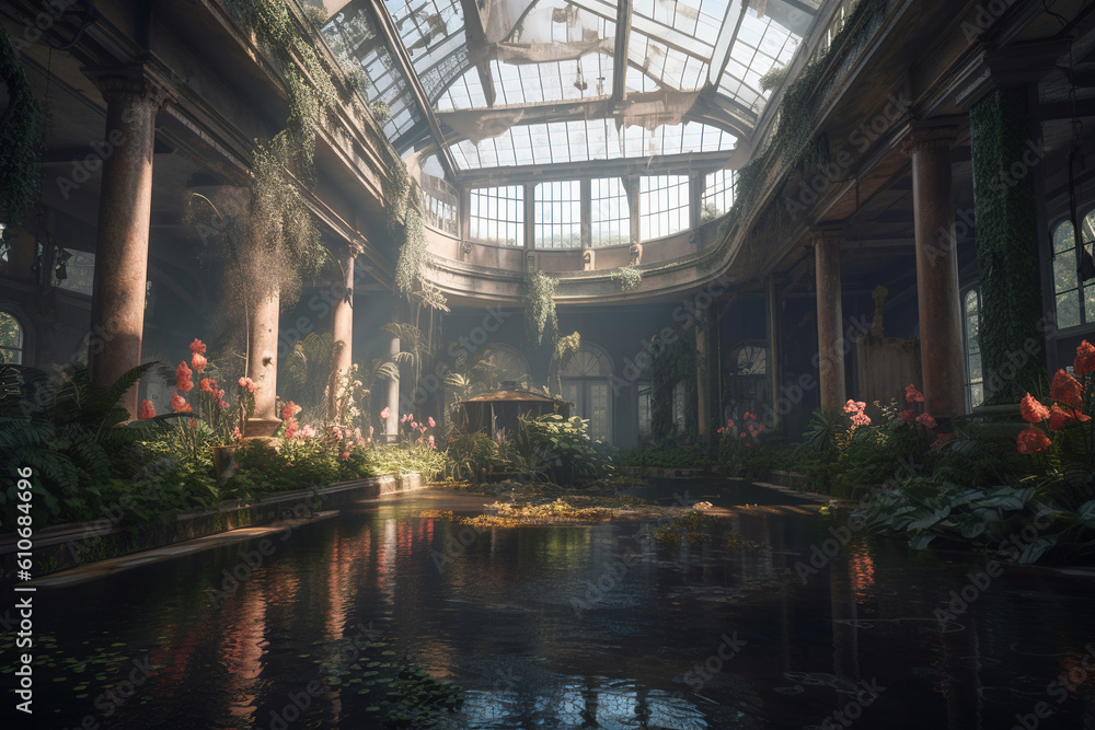 old ancient mansion in the forest.Generative Ai old ancient mansion in the forest.Generative Ai