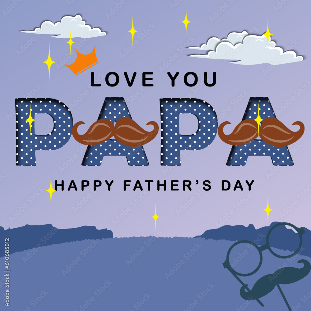 Naklejka premium happy fathers day paper cut out illustration