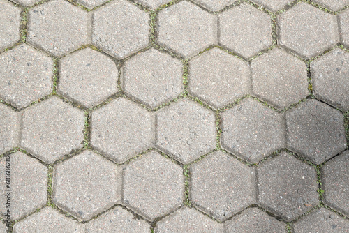 Background of paving slabs in the form of honeycombs