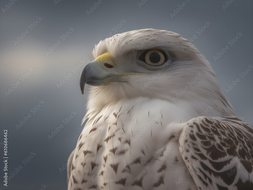Portrait of a brown and white hawk in on white background Portrait of a brown and white hawk in on white background