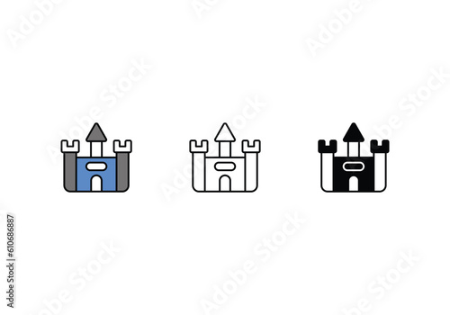 Kids Castle icons set vector stock illustration.