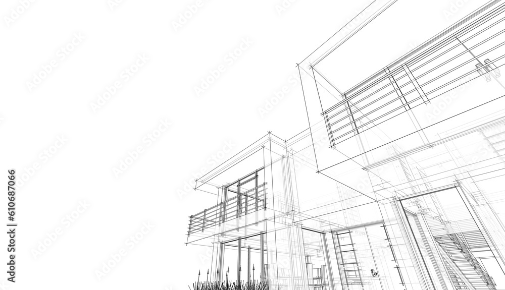 House architectural drawing 3d illustration House architectural drawing 3d illustration