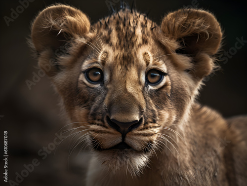 Close-up of lion cub relaxing in the wild © Robin