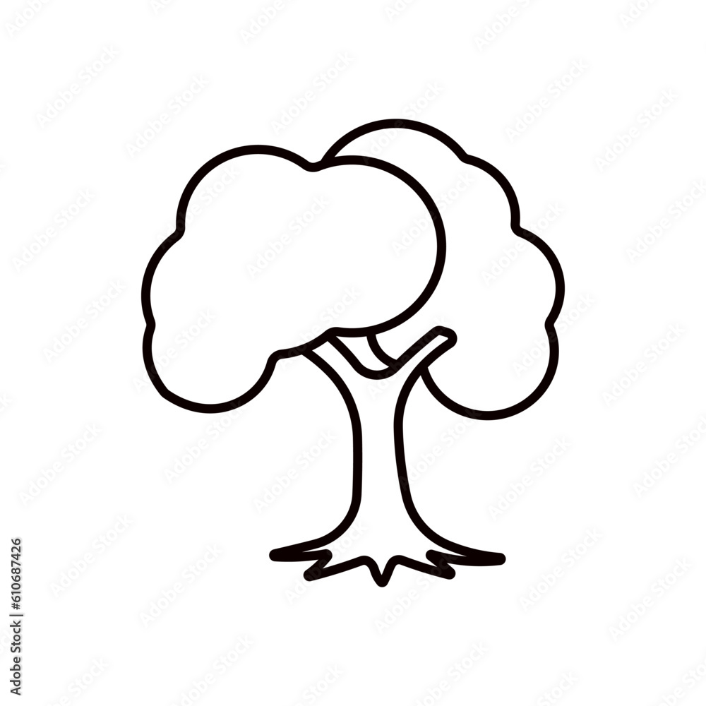 Tree related black line icon.