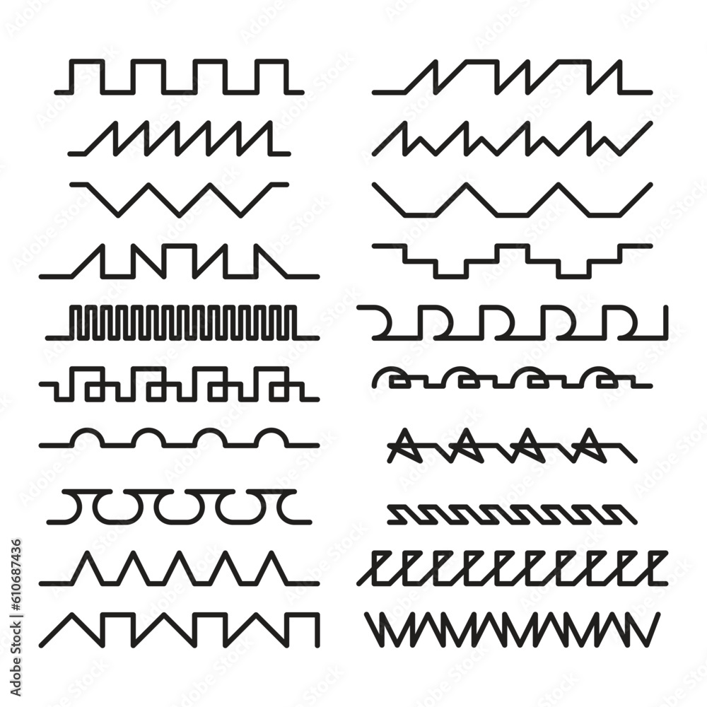Border line geometric shape element, horizontal zigzag seamless pattern stroke outline illustration Border line geometric shape element, horizontal zigzag seamless pattern stroke outline illustration