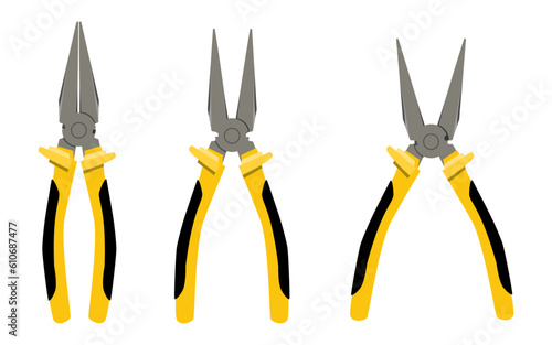 long nose pliers illustration, vector clipart on a white background.