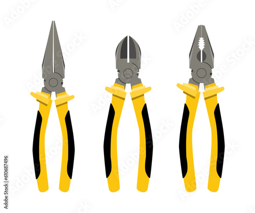 collection pliers illustration, vector clipart on a white background.