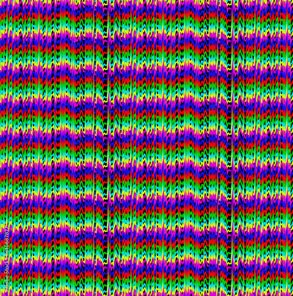 Seamless vector texture in the form of a multi-colored striped knitted fabric of flowers