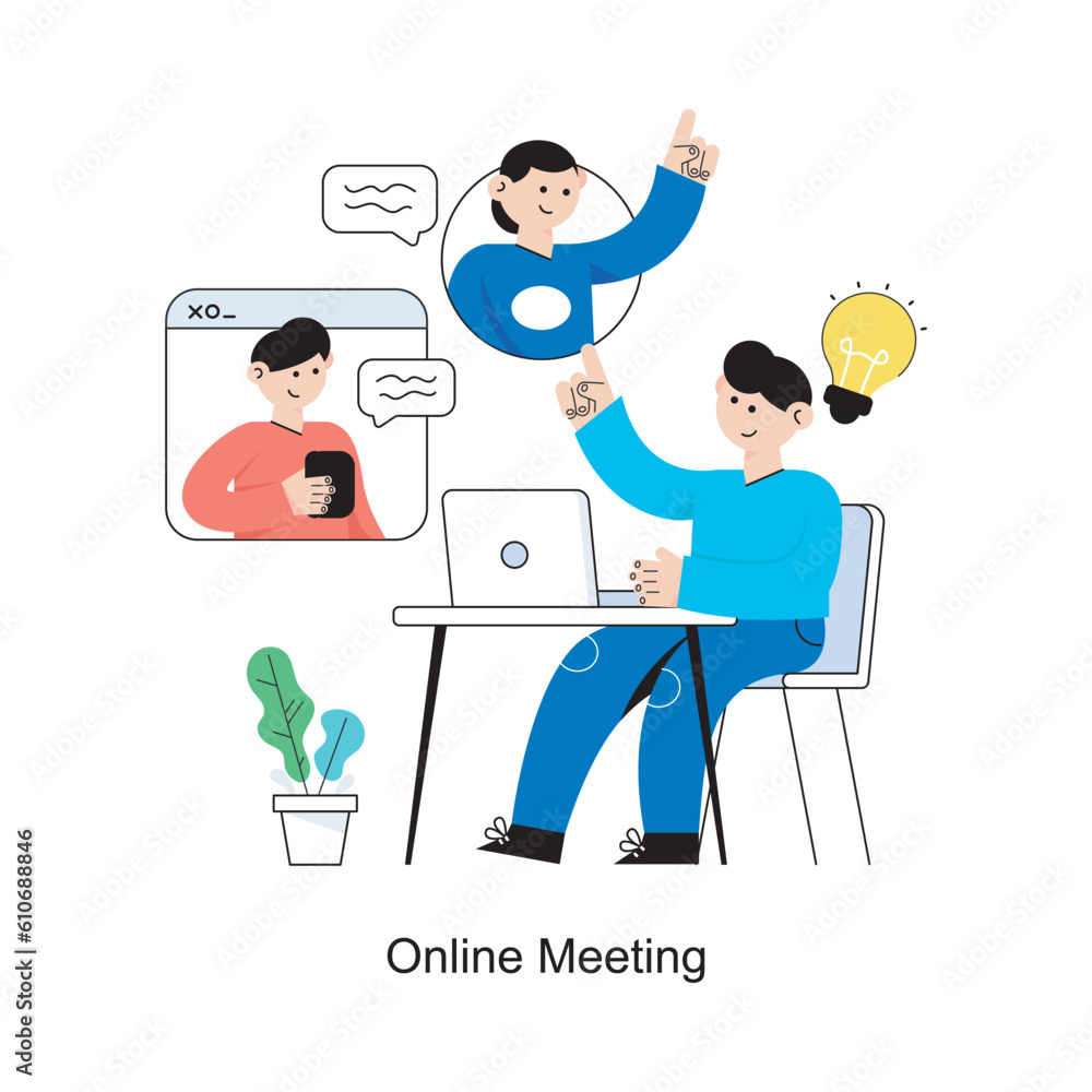 Online Meeting Flat Style Design Vector illustration. Stock illustration