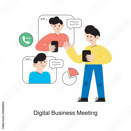 Digital Business Meeting Flat Style Design Vector illustration. Stock illustration © Designer`s Circle 