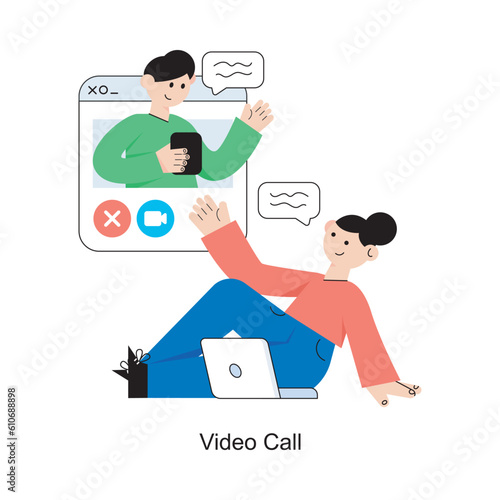 Video Call Flat Style Design Vector illustration. Stock illustration