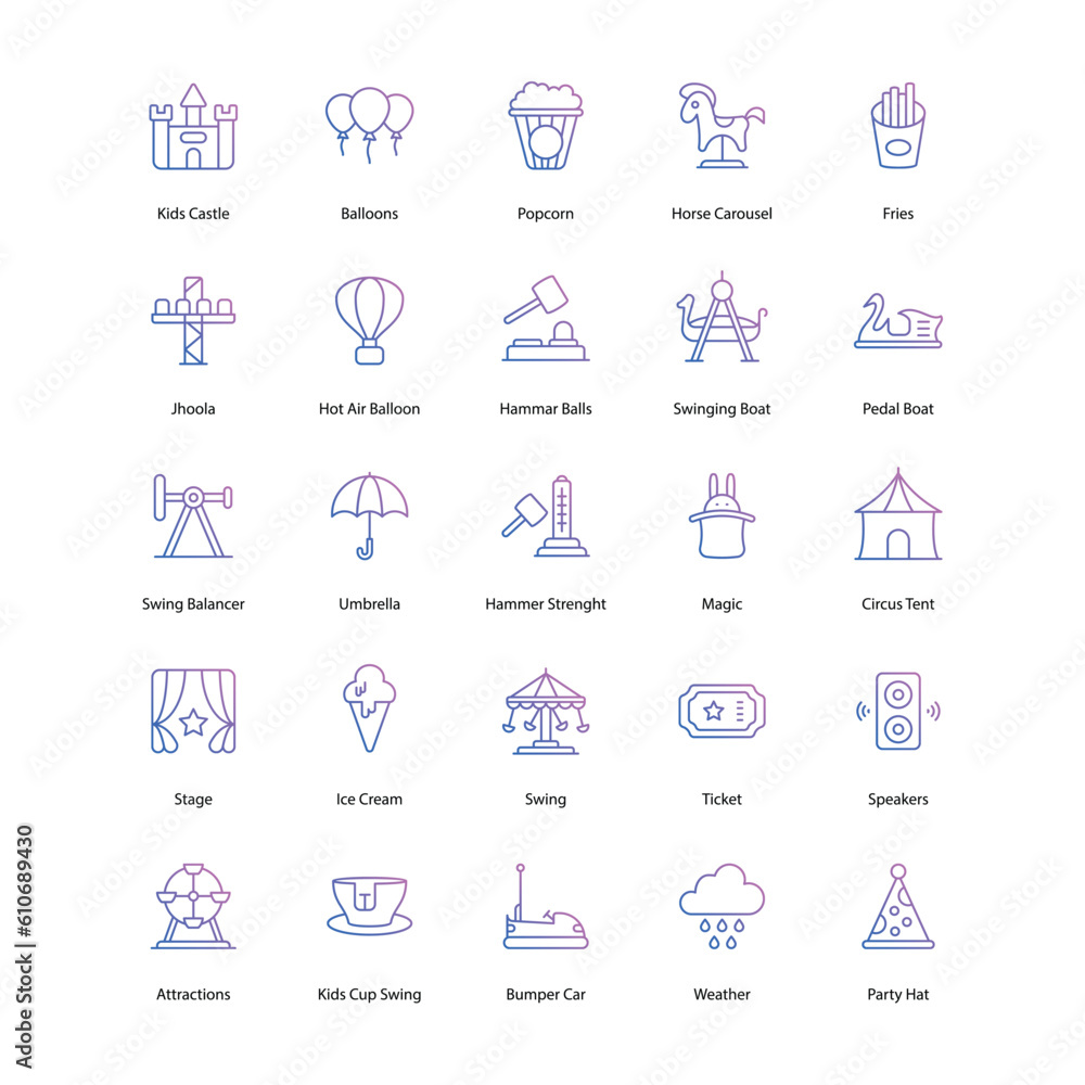 Amusement Park related icon set Amusement Park related icon set