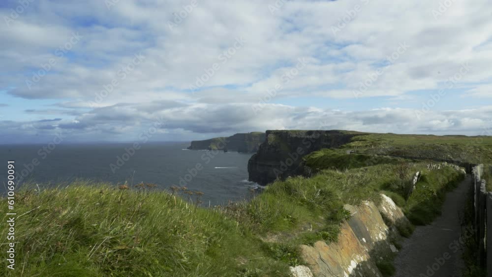 Trench Trail atop the Cliffs of Moher in Northern Ireland in summer Trench Trail atop the Cliffs of Moher in Northern Ireland in summer