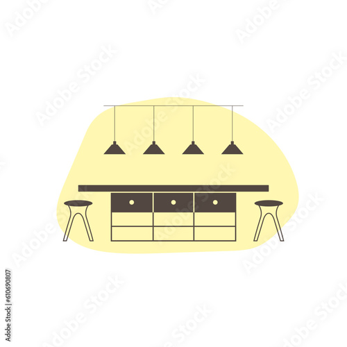 Kitchen furniture icon in trendy flat style. Furniture vector icon on white isolated background. Furniture business concept.