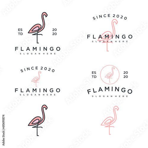 flamingo logo set