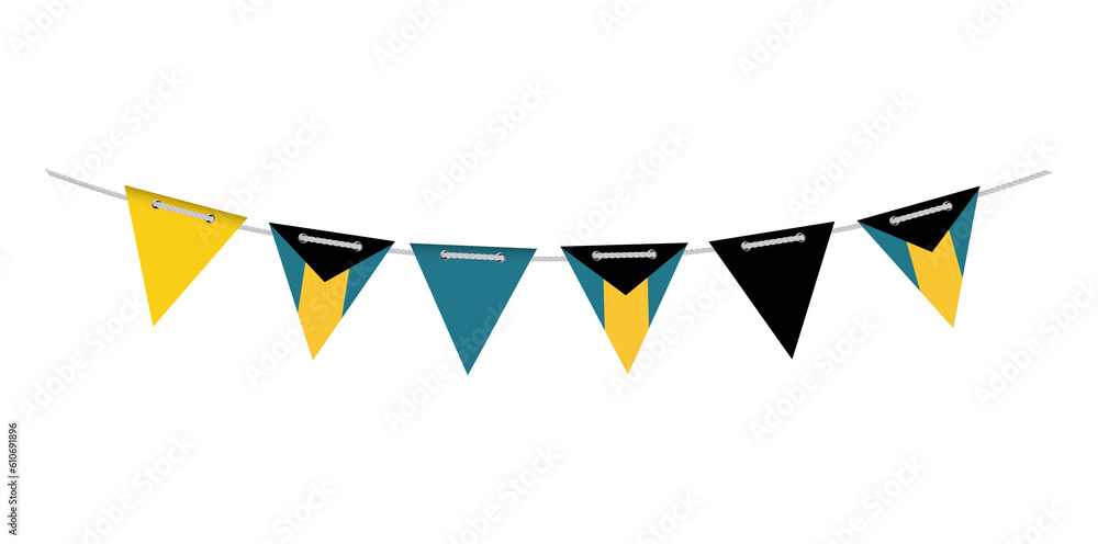 Garland with the flag of the Bahamas on a white background. Garland with the flag of the Bahamas on a white background.