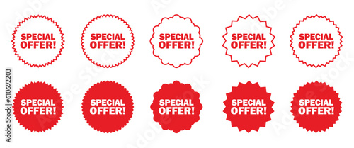 Special offer label icon set isolated on white background. Sticker label of special offer. Special offer budge vector illustration. 