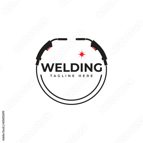 Welding torch logo design. Welder tool vector design. vector illustration