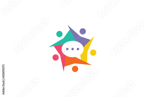 family people group  human group chat unitary logo vector icon