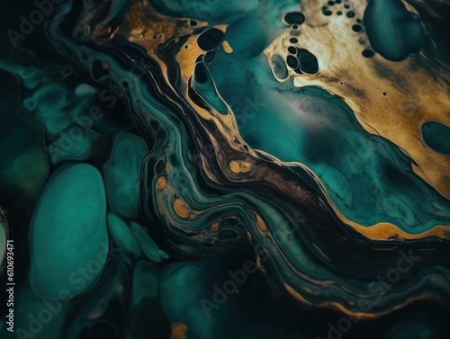 Bright fluid marble paint pattern Dynamic liquid shapes background created with Generative AI technology.