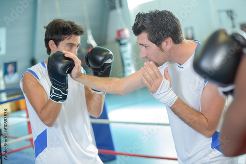 concept of men training to box