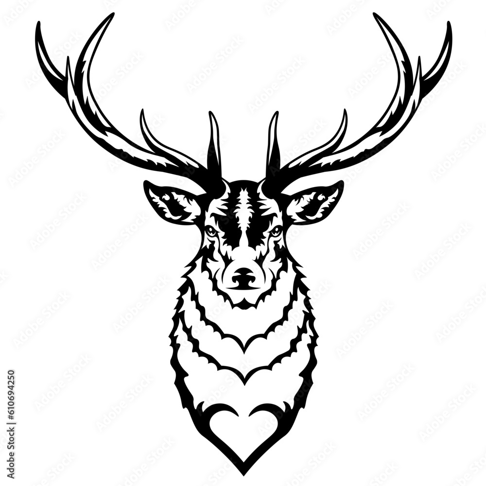 Naklejka premium Deer Head SVG, Deer face SVG, Deer Hunting SVG, Deer silhouette
