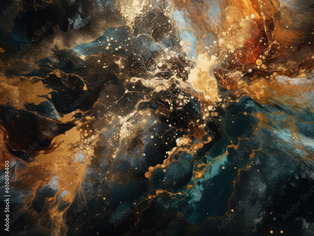 Bright fluid marble paint pattern Dynamic liquid shapes background created with Generative AI technology.