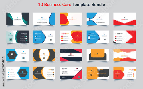Clean Corporate And Creative Business Card Bundle Template.