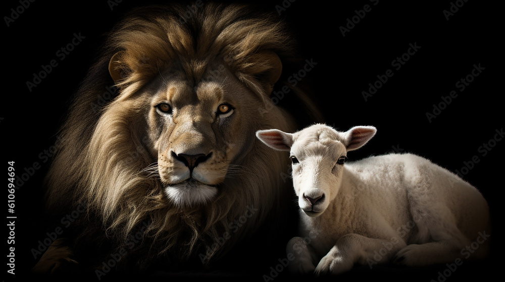 rei leão e o cordeiro, simbolo da fé cristã, amor entre as nações rei leão e o cordeiro, simbolo da fé cristã, amor entre as nações