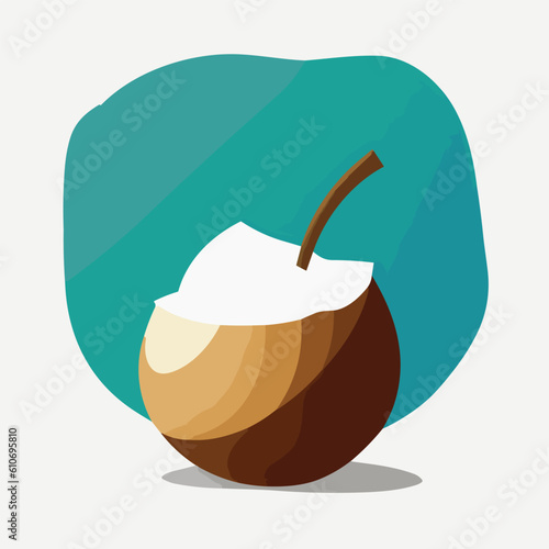 Vector illustration of fresh and juicy coconut