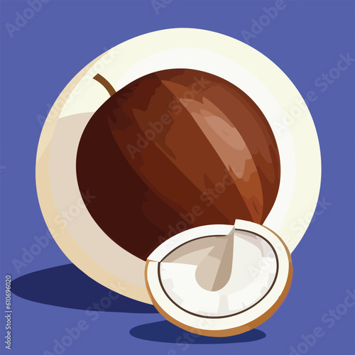 Vector illustration of fresh and juicy coconut