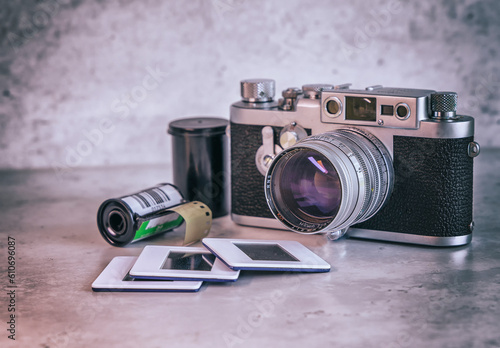 old photo camera and film