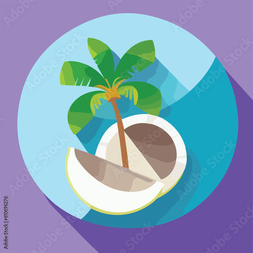 Vector illustration of fresh and juicy coconut
