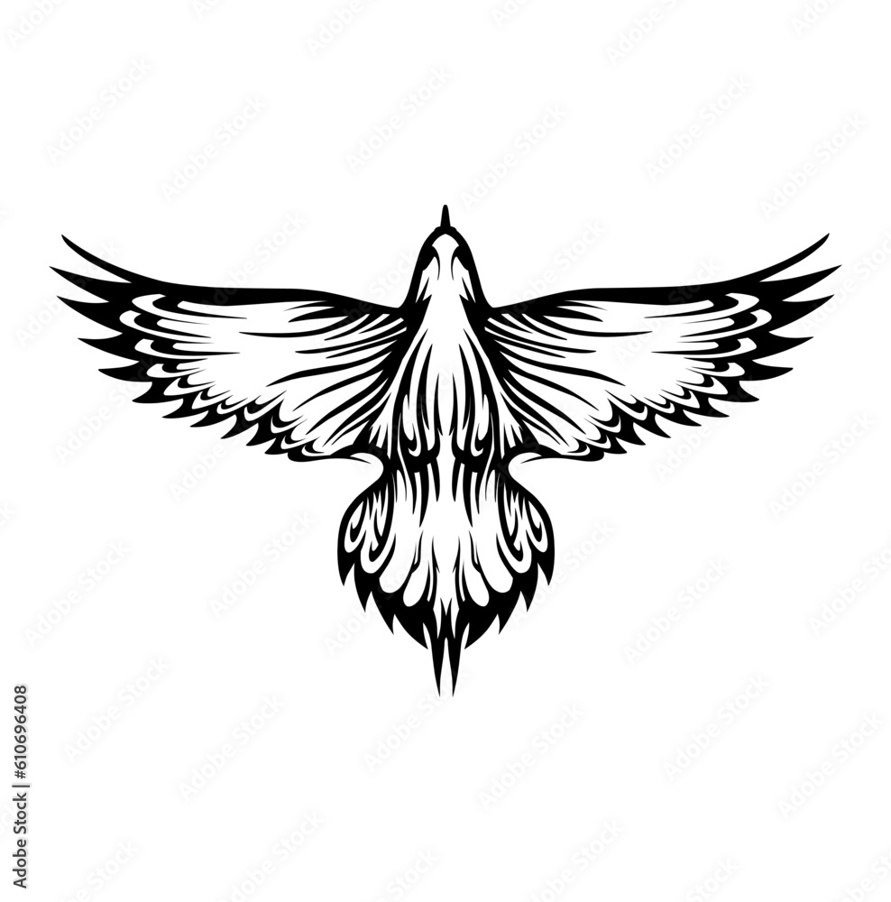 Fototapeta premium Eagle bird tribal tattoo silhouette illustration