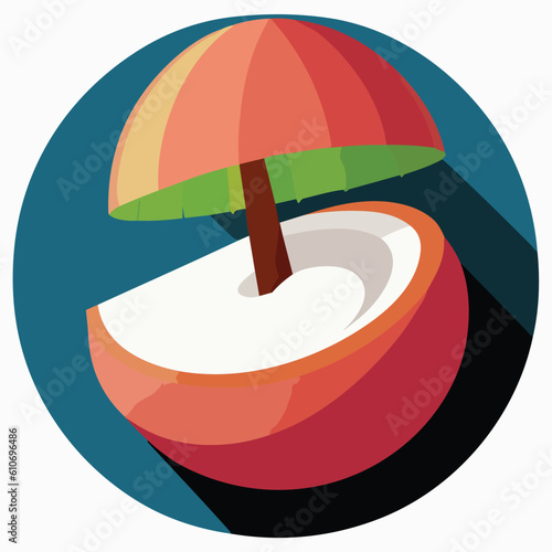 Vector illustration of fresh and juicy coconut