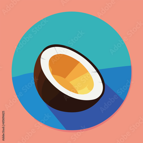 Vector illustration of fresh and juicy coconut
