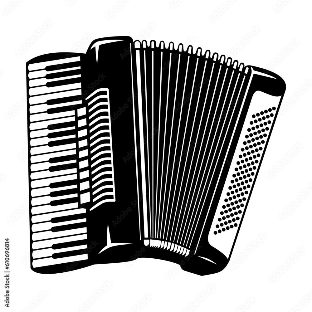 Accordion Silhouette. Vector clipart isolated on white. Stock Vector ...