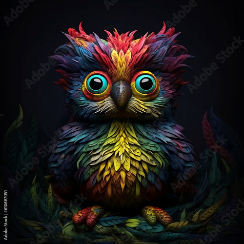 Owl in the night Generative AI © Malik