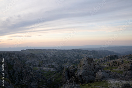 View of the rocky mountains and magical sky at sunset.  © Gonzalo