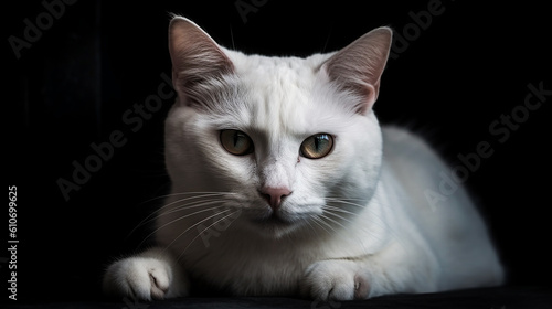 Tableau sur toile gato branco em fundo preto