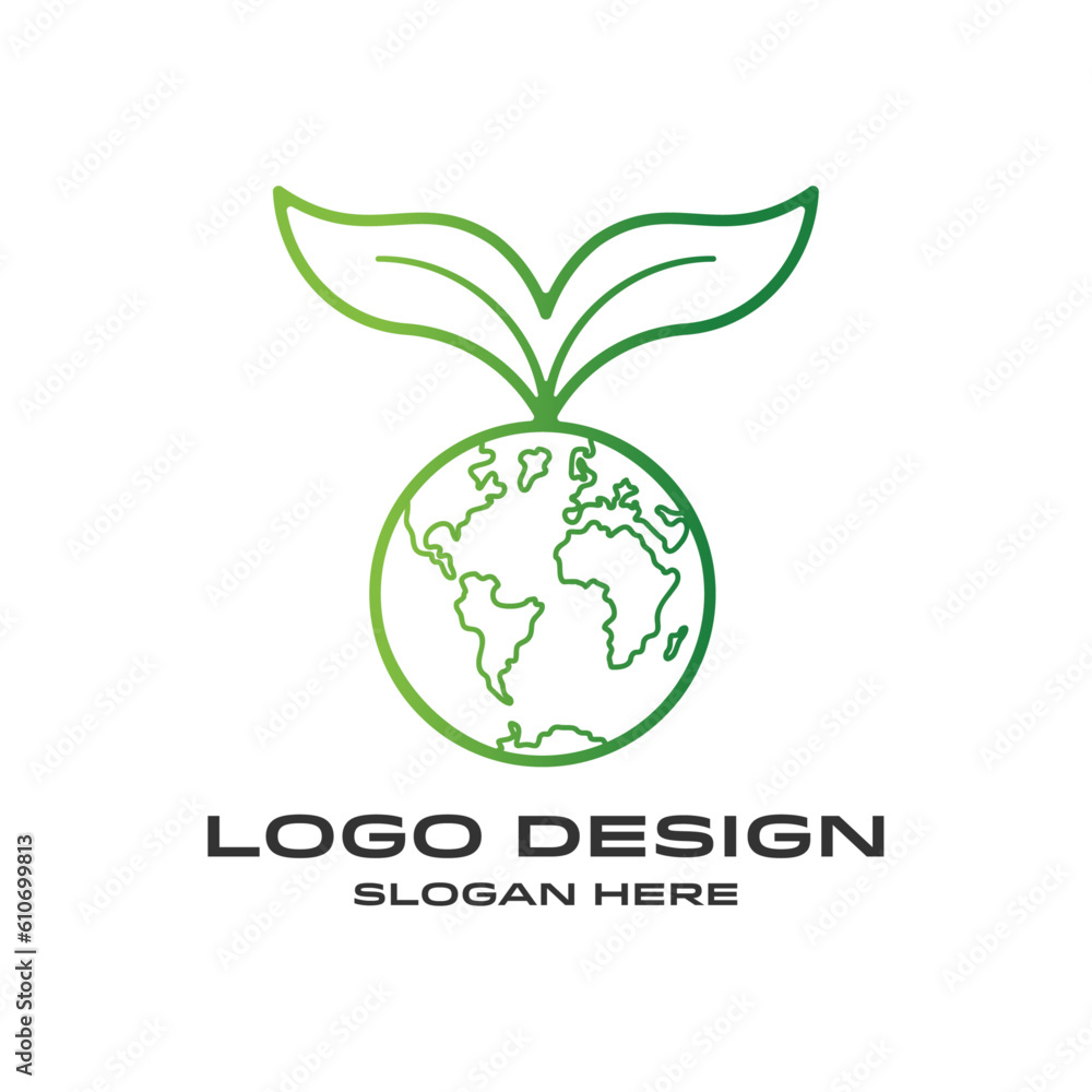 Colorful logo with gradient leaves and earth. The idea of a logo for an environmental protection company. Colorful logo with gradient leaves and earth. The idea of a logo for an environmental protection company.