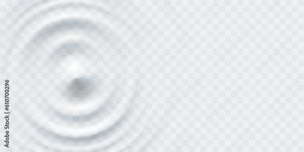 Ripple, splash water waves surface from drop isolated on transparent background. White sound impact effect top view. Vector circle liquid shampoo, cream or gel swirl round texture template
