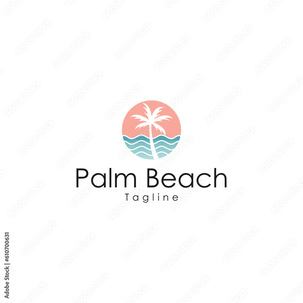 Palm beach Tree Logo Icon Design Illustration