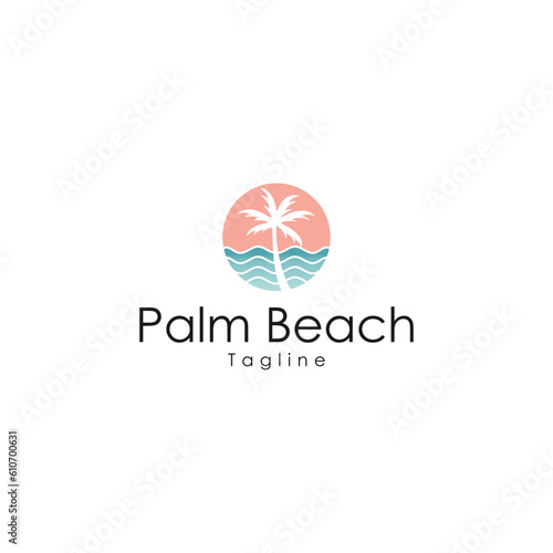 Palm beach Tree Logo Icon Design Illustration