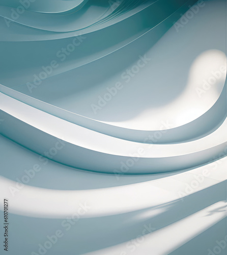 Blue and white color tone wavy curvy lines abstract background with 3d effect.