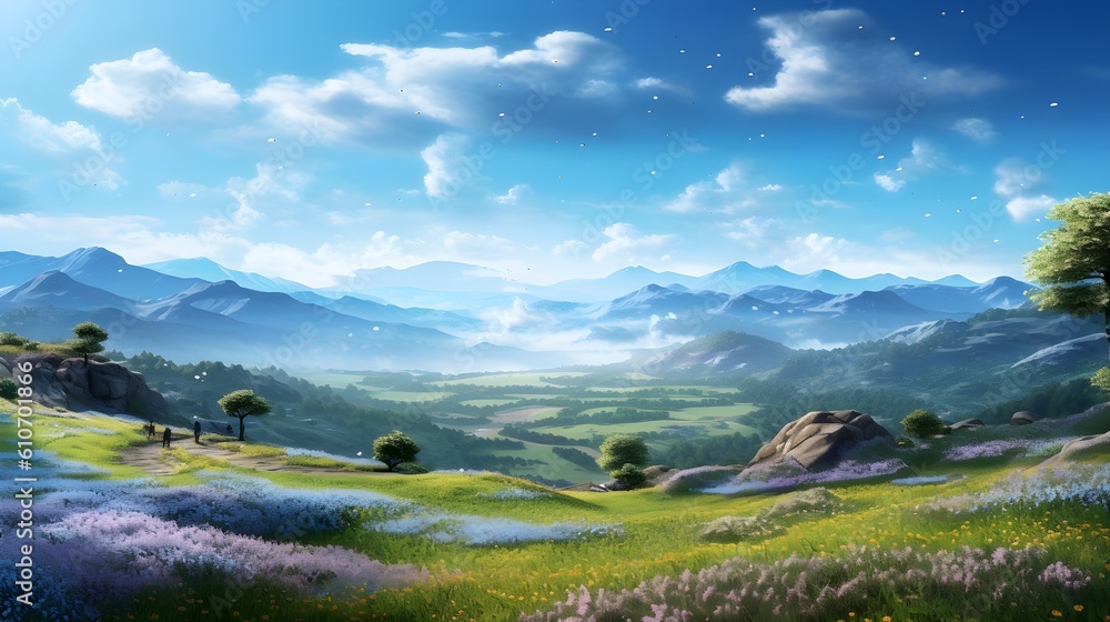 beautiful  landscape in korea blue sky and meadow