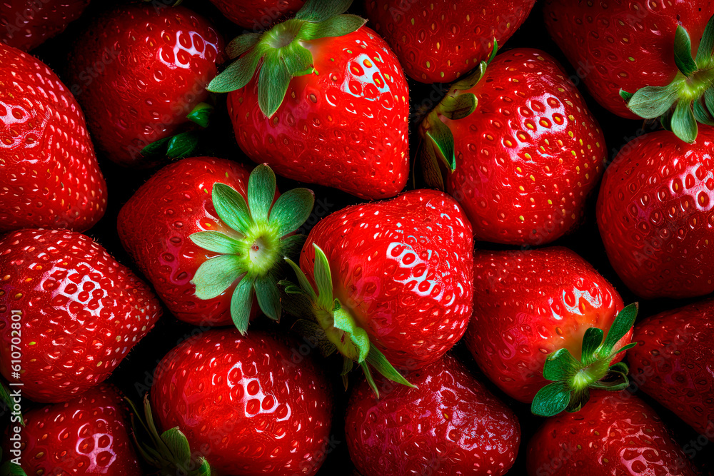 A close up of a bunch of strawberries. Generative AI A close up of a bunch of strawberries. Generative AI